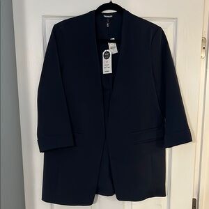 Express Blue Blazer Modern Open-Front Style